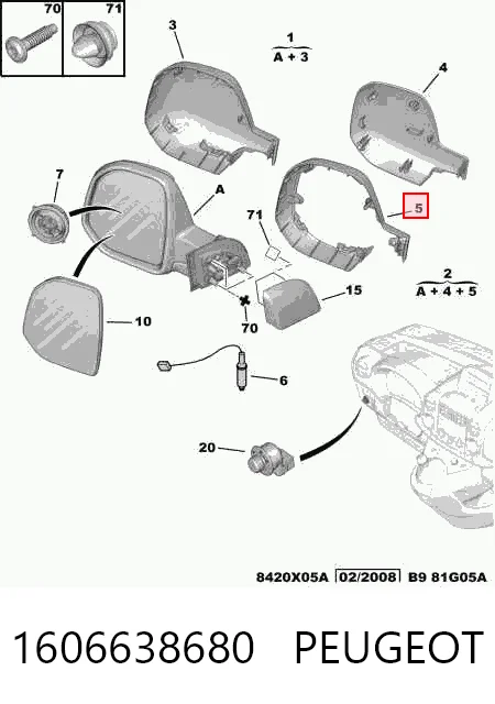  Правое зеркало Peugeot Partner 