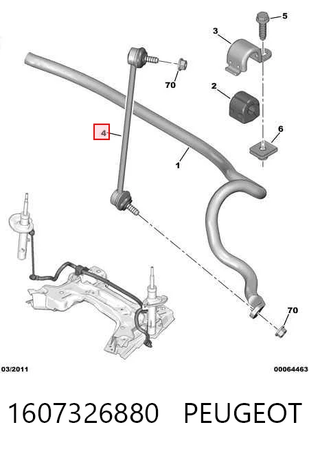 1607326880 Peugeot/Citroen Тяжка стабилизатора, переднего, правая