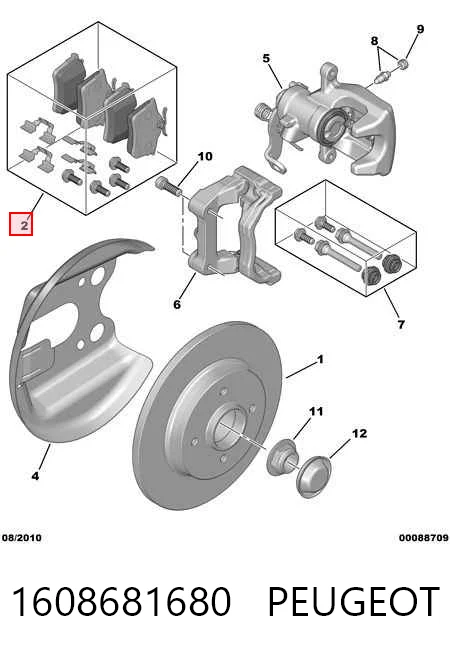 Колодки тормозные задние дисковые PEUGEOT 1608681680