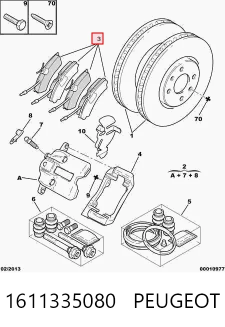 Колодки тормозные передние дисковые PEUGEOT 1611335080