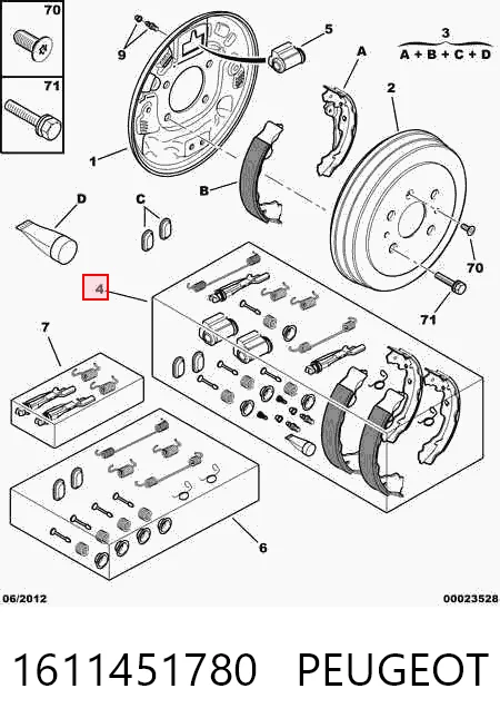 Колодки тормозные задние барабанные PEUGEOT 1611451780