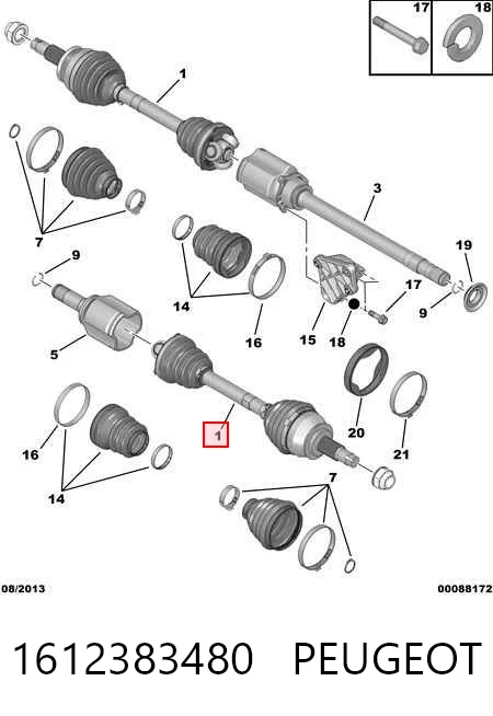 Полуось (привод) передняя Peugeot Bipper фургон (225L) (2007 - 2026) цена, от 143.34 USD