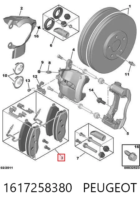 Колодки тормозные передние дисковые PEUGEOT 1617258380
