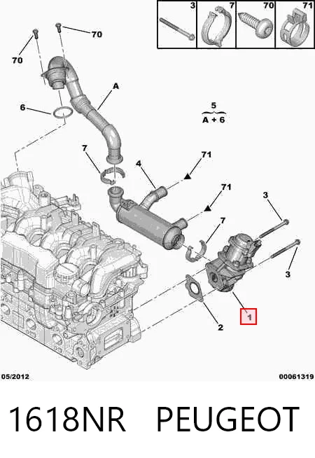 1618NR Peugeot/Citroen Клапан рециркуляции отработавших газов EGR