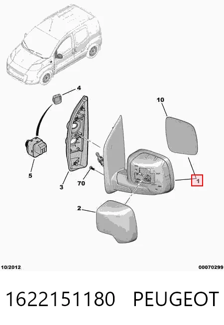 Левое боковое зеркало на Citroen Nemo  