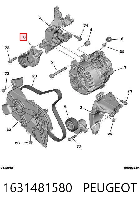 1631481580 Peugeot/Citroen Натяжитель клинового ремня