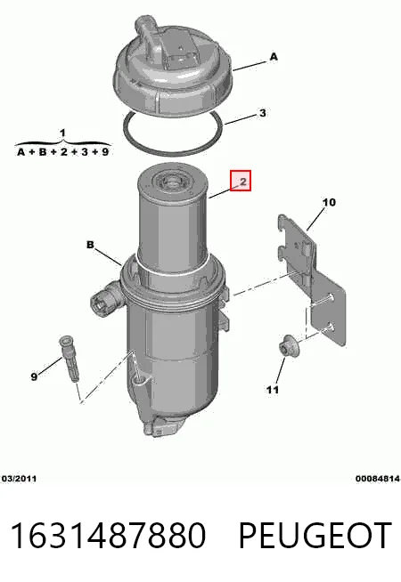 Фильтр топливный PEUGEOT 1631487880
