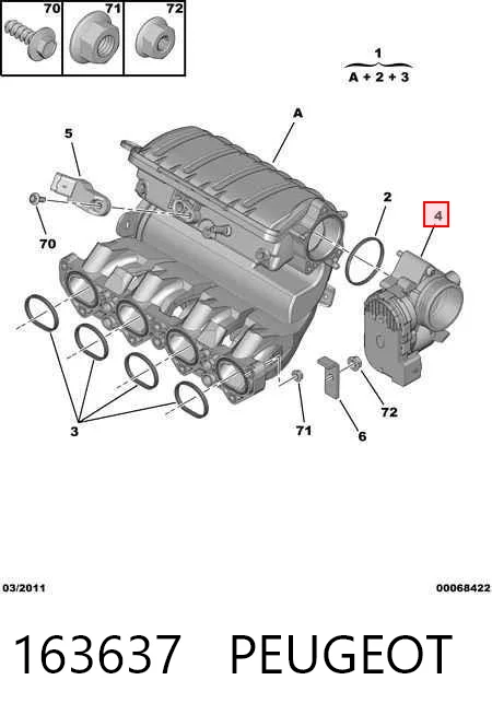 163637 Peugeot/Citroen Дроссельная заслонка