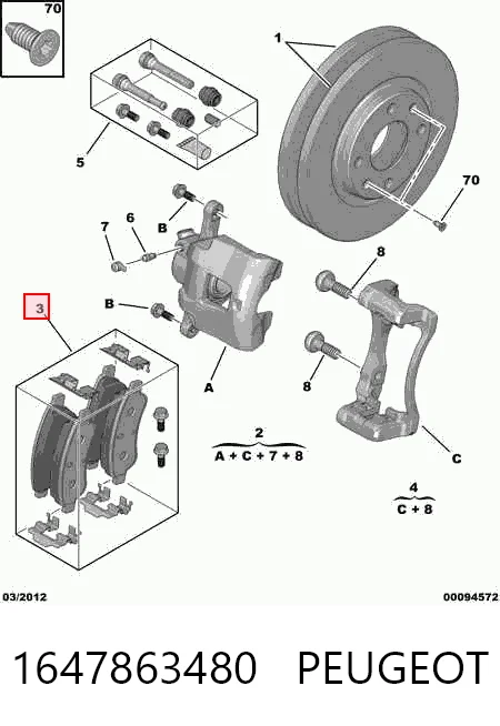 Колодки тормозные передние дисковые PEUGEOT 1647863480