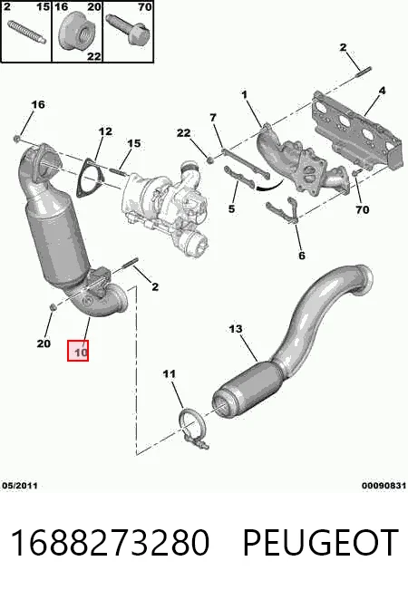 Каталитический нейтрализатор отработавших газов Peugeot 508 I седан (8D) (2010 - 2018) цена, от 192.27 USD