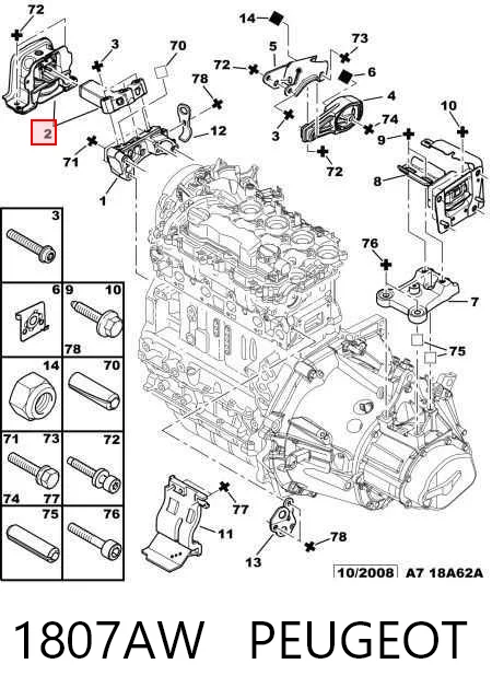 1807AW Peugeot/Citroen Правая подушка двигателя