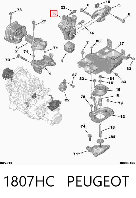 1807HC Peugeot/Citroen Задняя подушка двигателя