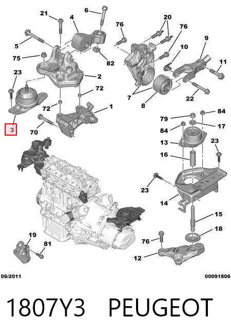 1807Y3 Peugeot/Citroen Правая подушка двигателя
