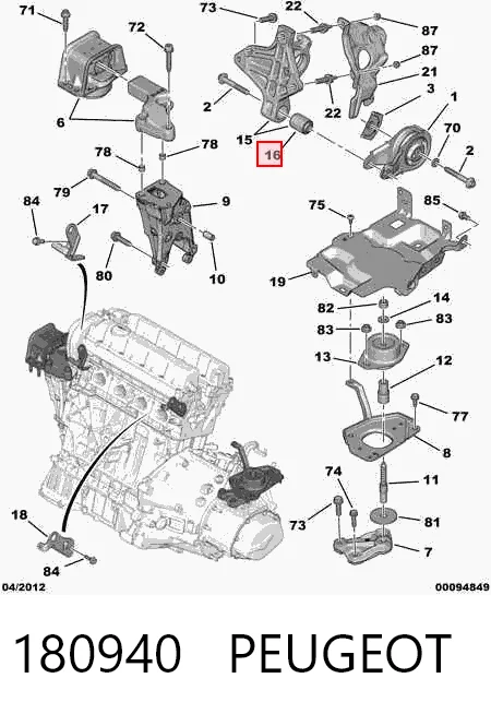 180940 Peugeot/Citroen Задняя подушка двигателя