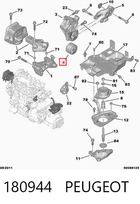180944 Peugeot/Citroen Подушка (опора) двигателя, задняя (сайлентблок)