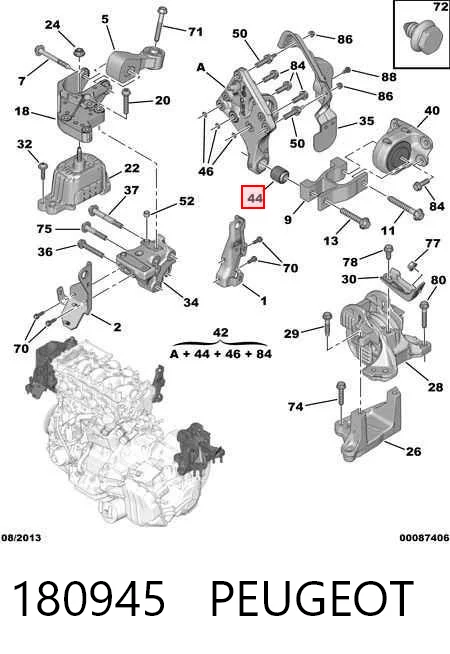 180945 Peugeot/Citroen Подушка (опора) двигателя, задняя (сайлентблок)