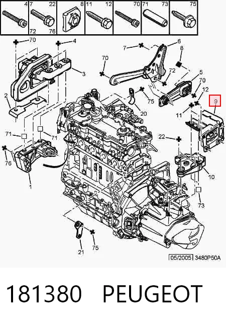 181380 Peugeot/Citroen Подушка (опора) двигателя, левая