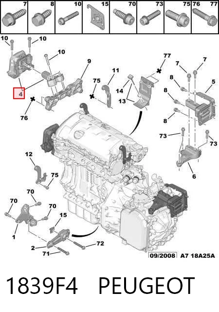 1839F4 Peugeot/Citroen Правая подушка двигателя