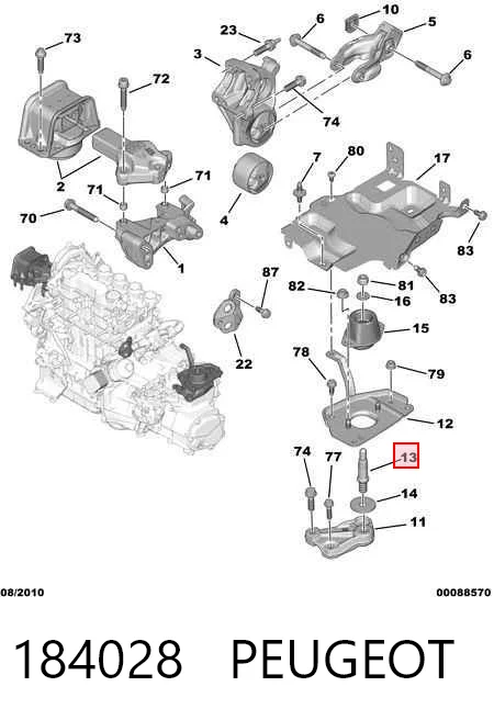 184028 Peugeot/Citroen Болт кронштейна подушки двигателя