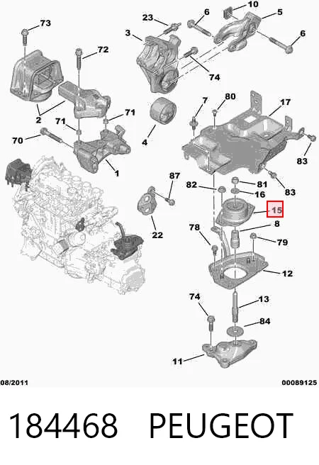 184468 Peugeot/Citroen Подушка (опора) двигателя, левая