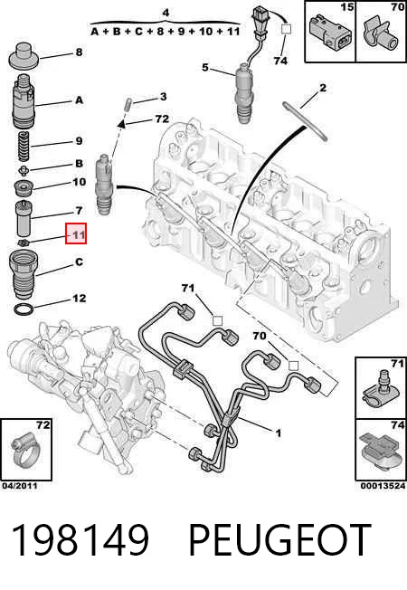 Ремкомплект форсунки Nissan/Infiniti 166267F400