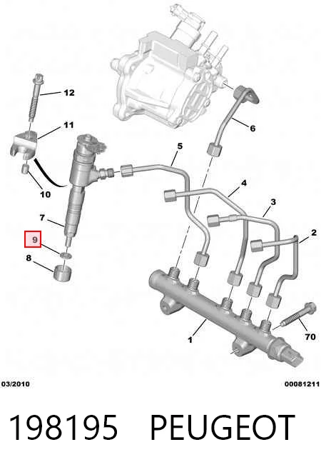  Кольцо форсунки Citroen C4 