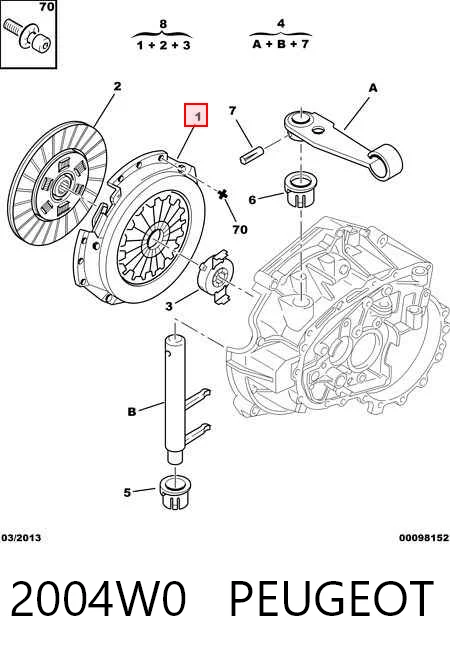 Нажимной диск сцепления на Peugeot 206  2A/C