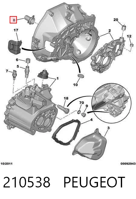 210538 Peugeot/Citroen Направляющая первичного вала КПП