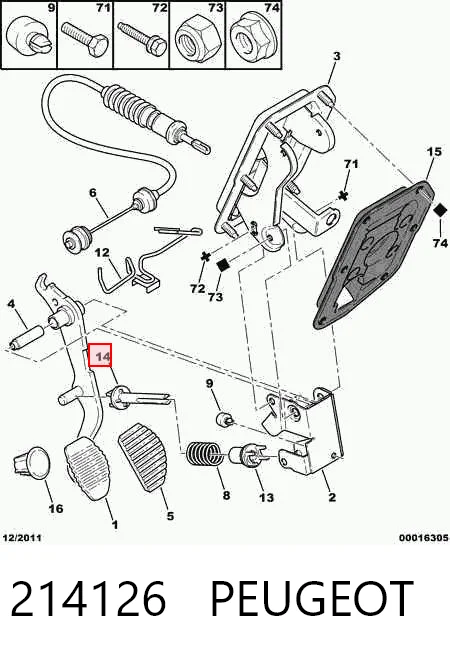 214126 Peugeot/Citroen Втулка пружины педали сцепления