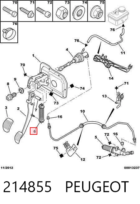 214855 Peugeot/Citroen Пружина педали сцепления