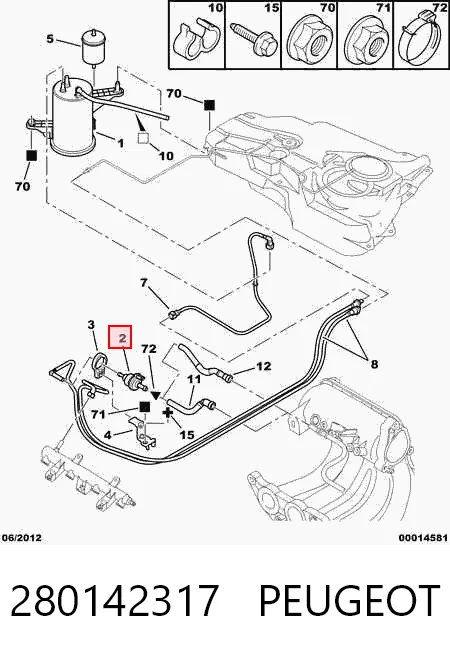 280142317 Peugeot/Citroen Клапан вентиляции газов топливного бака