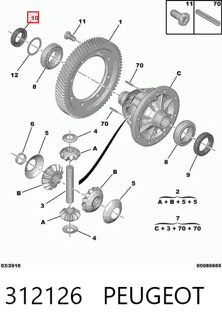 312126 Peugeot/Citroen Сальник полуоси переднего моста, правой