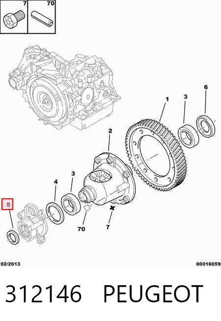 312146 Peugeot/Citroen Сальник полуоси переднего моста, правой