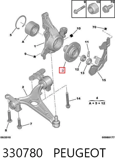 330780 Peugeot/Citroen Ступица колеса передняя