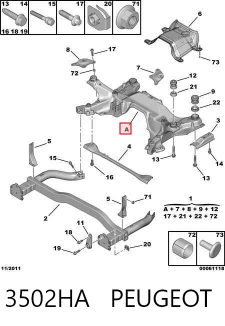 Подрамник передней подвески на Peugeot 407  6D