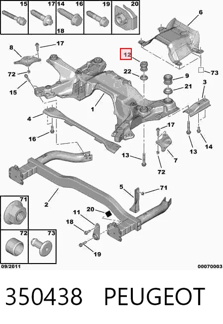 350438 Peugeot/Citroen Сайлентблоки передней балки