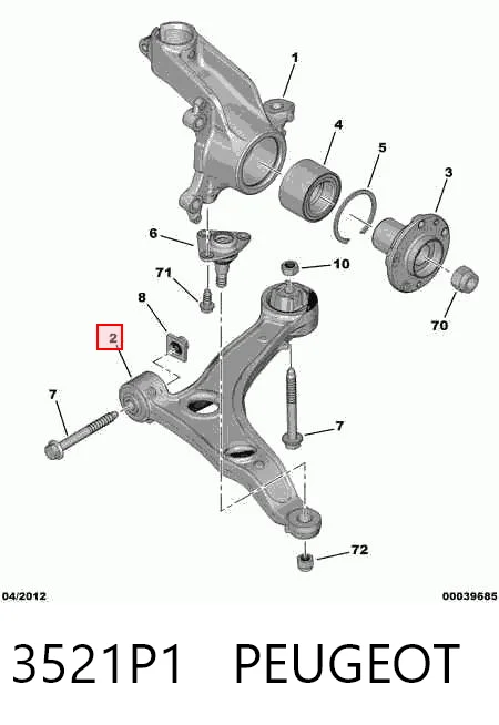 3521P1 Peugeot/Citroen Рычаг передней подвески нижний, правый