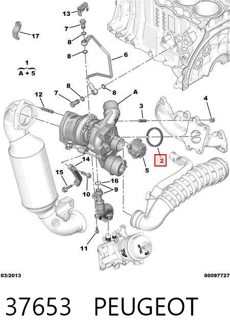 37653 Peugeot/Citroen Прокладка турбины выхлопных газов, впуск