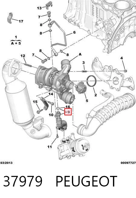 37979 Peugeot/Citroen Трубка (шланг) отвода масла от турбины