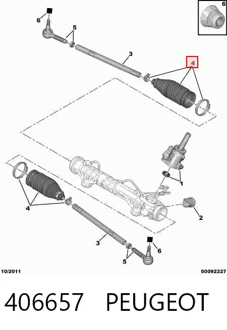 406657 Peugeot/Citroen Пыльник рулевой тяги