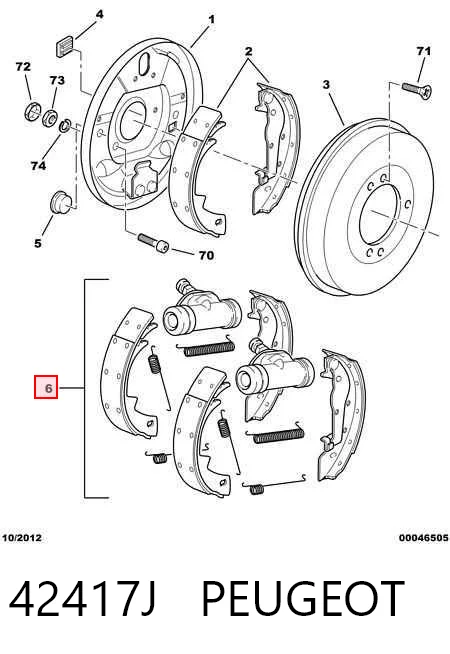 Колодки тормозные задние барабанные PEUGEOT 42417J