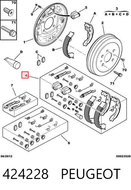 Колодки тормозные задние барабанные PEUGEOT 424228
