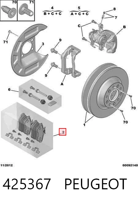 425367 Peugeot/Citroen Колодки тормозные дисковые комплект