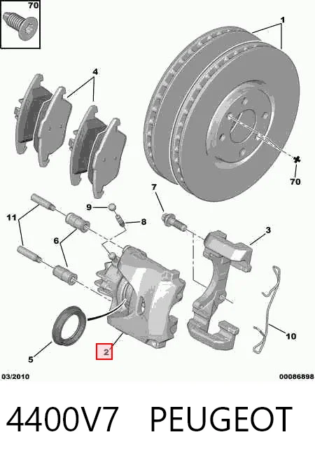 4400V7 Peugeot/Citroen Суппорт тормозной, передний, левый