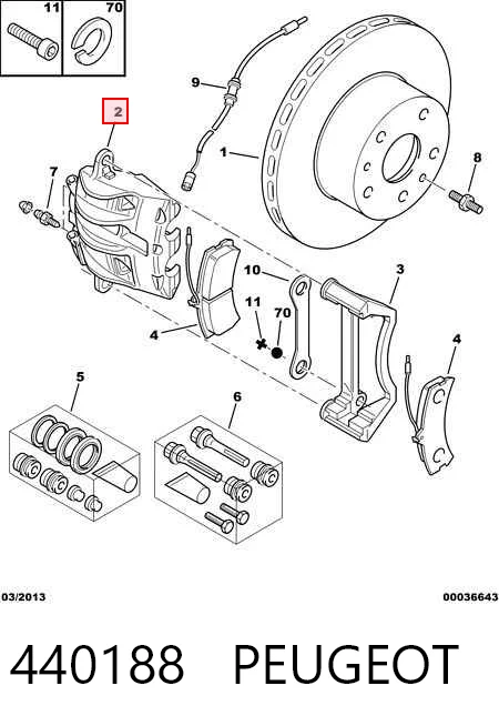 440188 Peugeot/Citroen Суппорт тормозной, передний, левый
