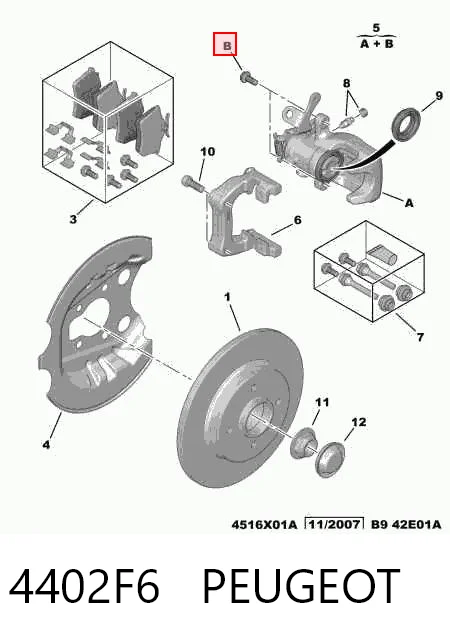 4402F6 Peugeot/Citroen Суппорт тормозной задний правый