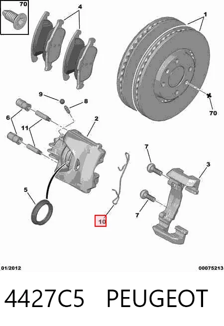 4427C5 Peugeot/Citroen Комплект пружинок крепления дисковых передних колодок