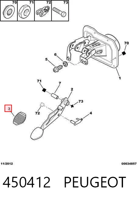 450412 Peugeot/Citroen Накладка педали тормоза