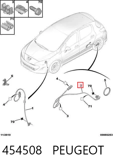 454508 Peugeot/Citroen Датчик АБС (ABS) задний