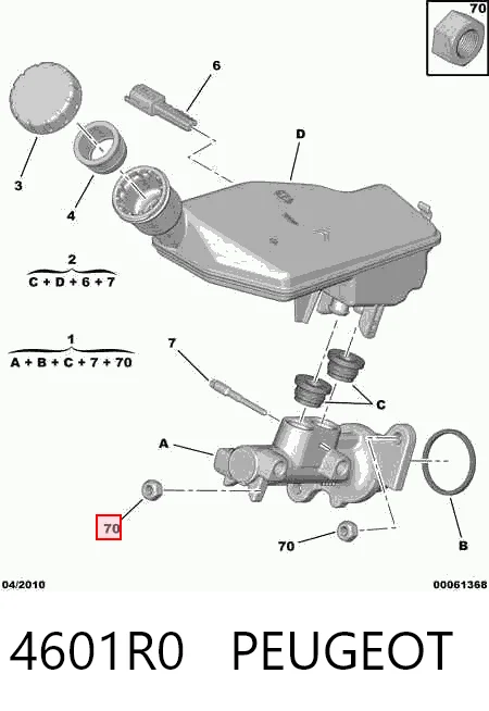 Цилиндр тормозной, главный на Citroen C3 II A51